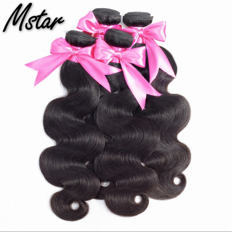 3 Bundles Brazilian Body Wave Bundles Deal Mstar Human Hair Weave Natural Color Hair Weave Bundles Non Remy Hair Extensions