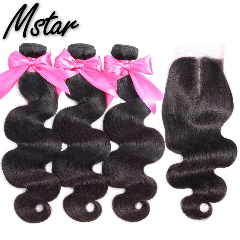 Mstar Body Wave Bundles With Closure Peruvian Hair Bundles With Frontal  Ear To Ear Closure With Bundles Remy Human Hair Weave