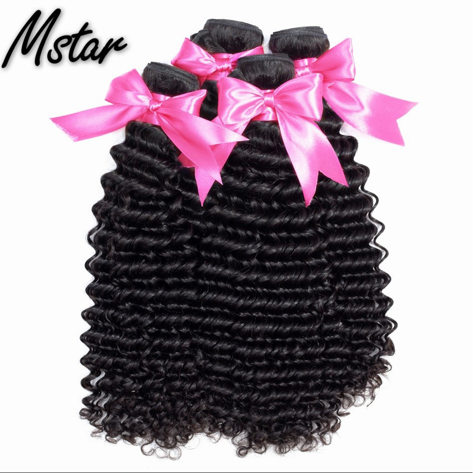 Mstar Peruvian Kinky Curly Hair With Closure Pre Plucked Lace Frontal With Bundles 100% Remy Human Hair Bundles With Closure