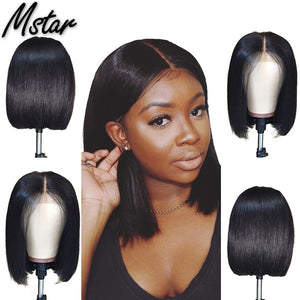 Mstar Short Bob Wig Lace Front Human Hair Wigs 13x4 Straight Bob Lace Front Wigs Brazilian Wig Remy Full Short Human Hair Wigs