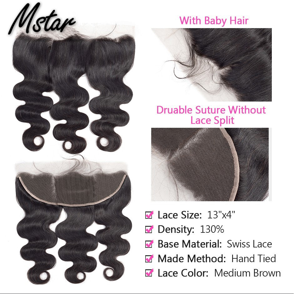 Mstar Body Wave Bundles With Closure Peruvian Hair Bundles With Frontal  Ear To Ear Closure With Bundles Remy Human Hair Weave