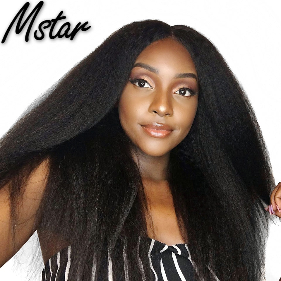 Mstar Kinky Straight Wig 13X4 Lace Front Human Hair Wigs For Black Women Brazilian Remy Coarse Yaki Lace Front Wig Pre Plucked