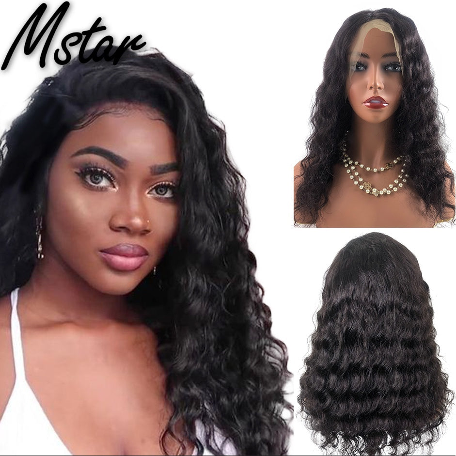 Mstar Deep Wave Wig 4X4 Lace Front Human Hair Wigs Pre Plucked Natural Hairline 150% High Density Remy Brazilian Hair Wigs