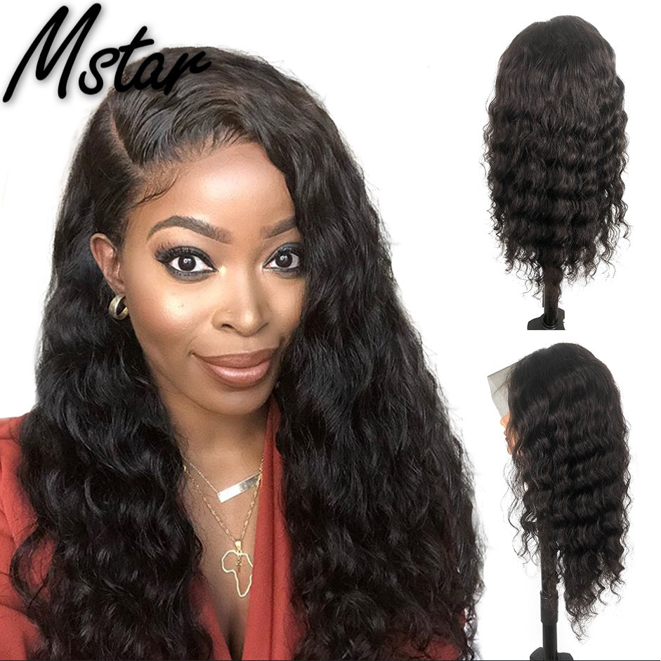 Mstar Loose Deep Wave Wig 4X4 Lace Front Human Hair Wigs Pre Plucked High Density Brazilian Lace Front Wigs For Women Remy Hair