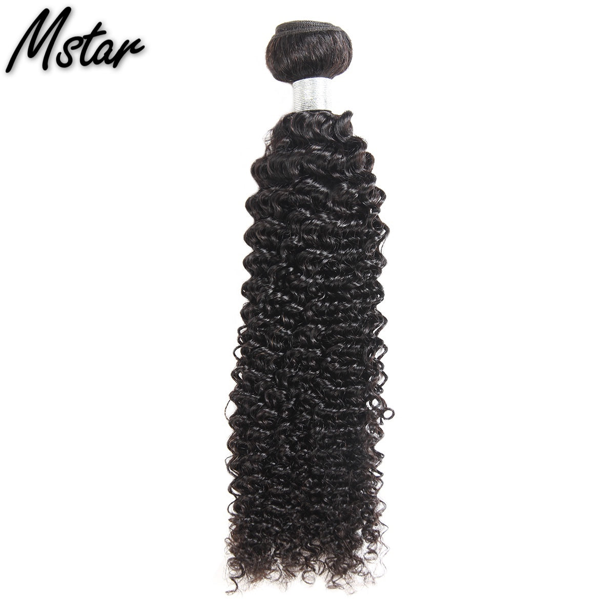 Mstar Indian Hair Bundles Kinky Curly Weave Human Hair Bundles 1Pc Natural Color Hair Extensions Double Weft Non Remy Hair Weave
