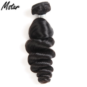 Mstar Peruvian Loose Wave Hair Bundles 1Pc 8"-28" 100% Human Hair Weave Bundles Can Buy 3 or 4 Bundles Non Remy Hair Extensions