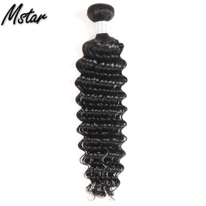 Mstar Indian Human Hair Deep Wave Weave Bundles Natural Non Remy Hair Weaving Machine Double Weft Hair Extensions No Tangle