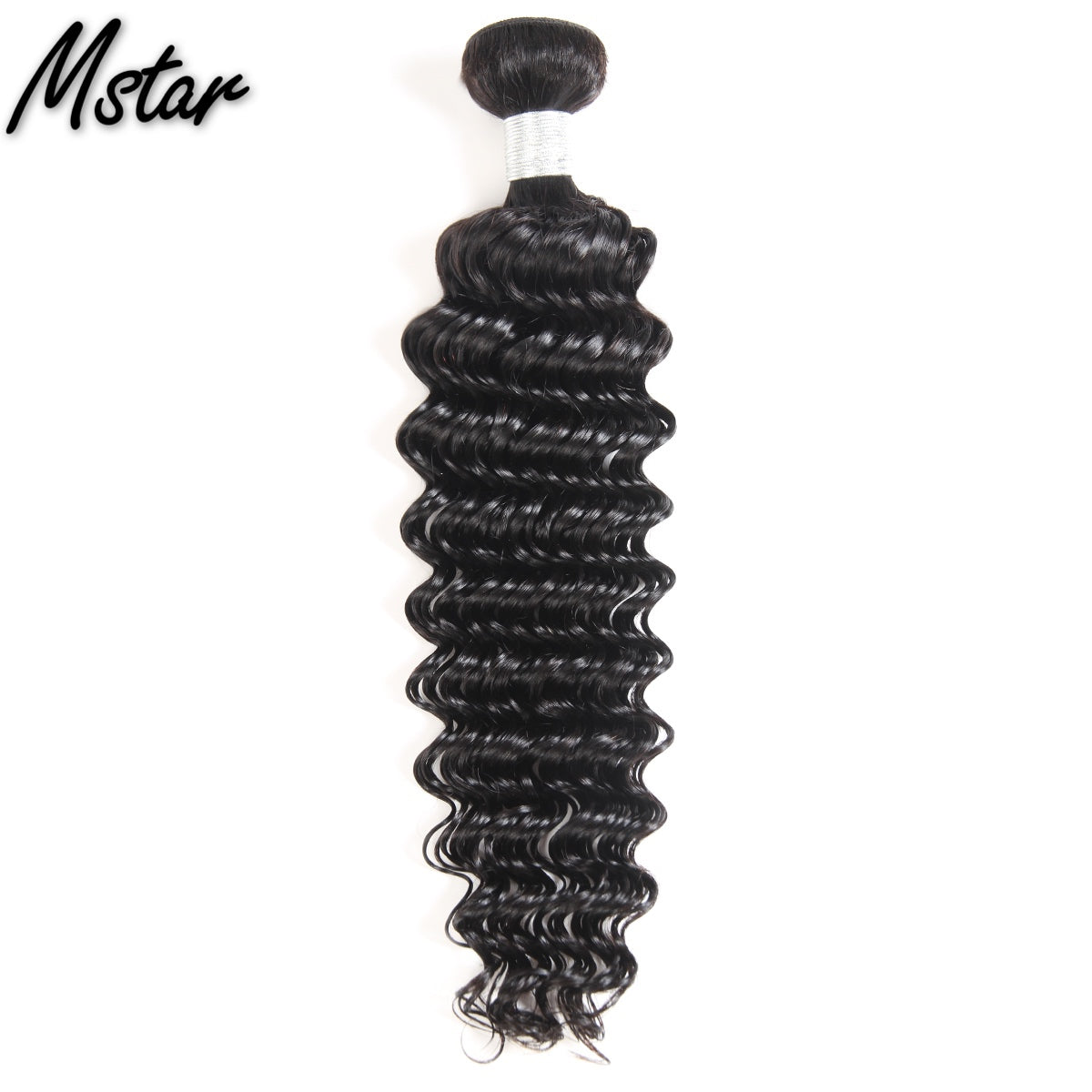 Mstar Malaysian Deep Wave Human Hair Weave Bundles Natural Non Remy Hair Weaving Machine Double Weft Hair Extensions No Tangle