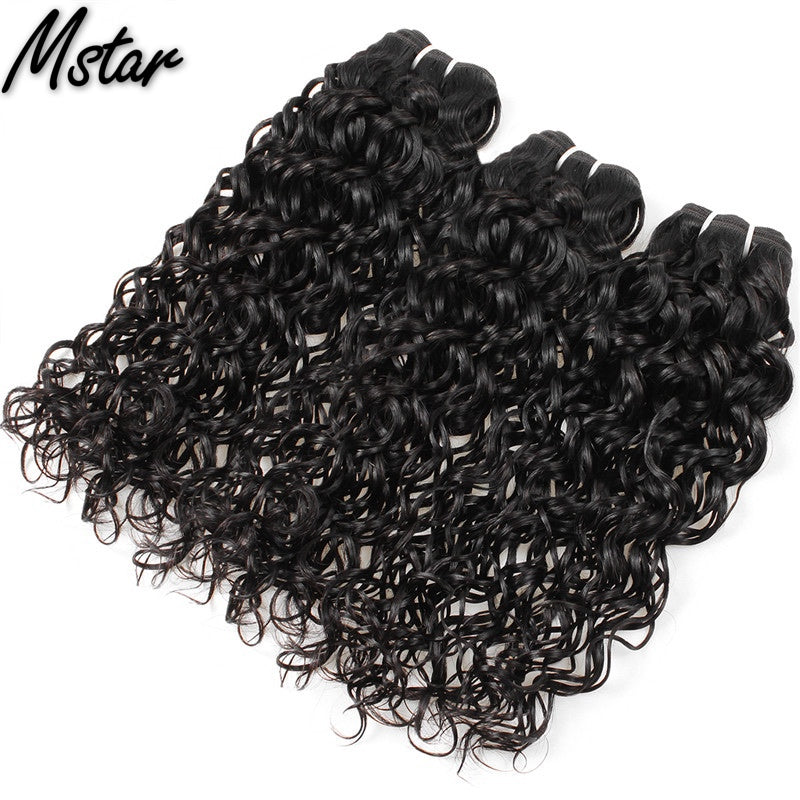Mstar Water Wave Human Hair Bundles Brazilian Hair Weave Bundles Can Buy 3 Or 4 Bundles Hair extensions 1pc Non Remy Hair