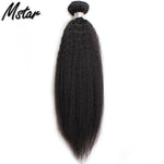 Mstar Hair Malaysian Human Hair Kinky Straight Hair Weave Bundles 1 Piece Natural Color Non Remy Yaki Human Hair Extensions