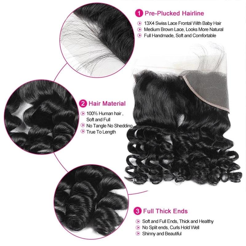 Mstar Brazilian Loose Wave Bundles With Frontal Non Remy Human Hair Bundles With Closure Ear To Ear Lace Frontal With Bundles