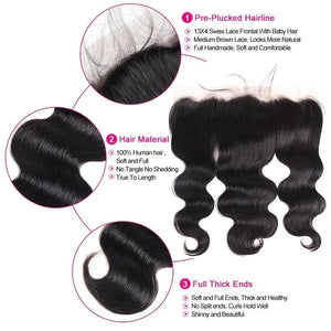 Mstar Peruvian Body Wave Bundles With Frontal Non Remy Human Hair Bundles With Closure 13X4 Swiss Lace Frontal With Bundles