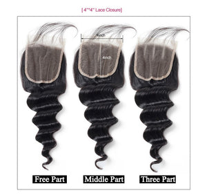 Mstar Loose Deep Wave Bundles With Closure Malaysian Human Hair Bundles With Closure 4*4 Lace Closure With Baby Hairs Remy Hair