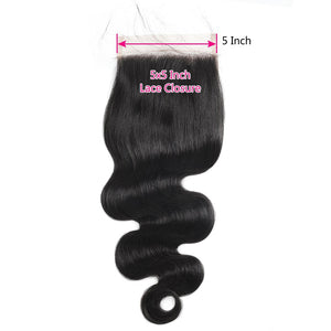 Mstar Body Wave Bundles With Closure Malaysian Human Hair Bundles With Closure Free Part 5X5 Lace Closure With Bundles Non Remy