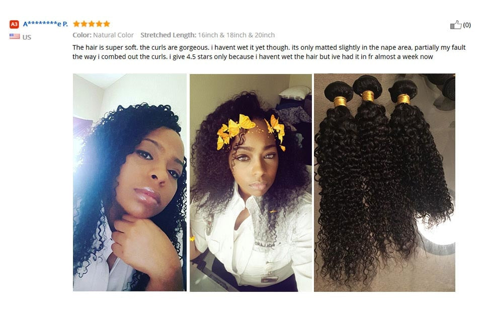 Mstar Kinky Curly Hair Bundles With Closure Remy Human Hair Bundles With Closure 13X4 Lace Frontal Brazilian Hair Weave Bundles