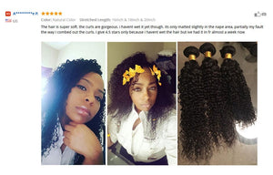 Mstar Kinky Curly Hair Bundles With Closure Remy Human Hair Bundles With Closure 13X4 Lace Frontal Brazilian Hair Weave Bundles