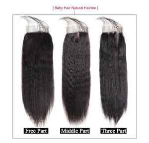 Mstar 4*4 Indian Hair Closure Non Remy Yaki Straight Hair Lace Closure With Baby Hair Pre Plucked Human Hair Lace Closure