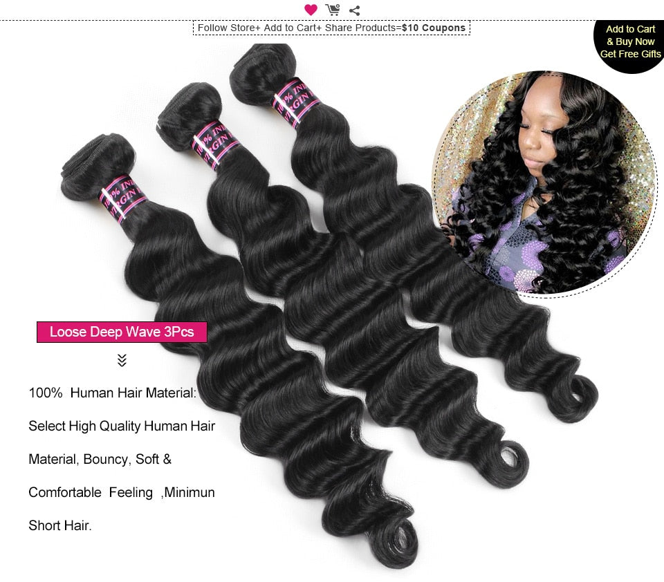 Mstar Wholesale Loose Deep Wave Human Hair Bundles Deals 10pcs/lot Brazilian Hair Weave Bundles Non remy Double Weft Hair