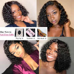 Short Bob Lace Front Human Hair Wigs 13x4 Brazilian Curly Human Hair Wig For Black Women Full  Mstar Remy 150 Density Lace Wig