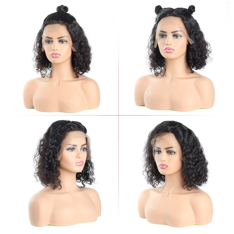 Short Bob Lace Front Human Hair Wigs 13x4 Brazilian Curly Human Hair Wig For Black Women Full  Mstar Remy 150 Density Lace Wig