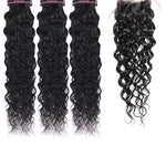 Mstar Hair Water Wave Bundles Indian Hair Weave 3 Bundles With Closure  More Wavy Non Remy Human Hair With  Lace Closure