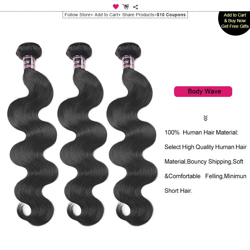 Mstar 4 Bundles With Closure With Baby Hair Brazilian Body Wave Human Hair Bundles With Lace Closure Free Part Non Remy Hair