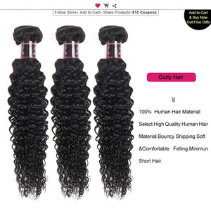 Mstar Malaysian Curly Hair 4 Bundles Deal 100% Human Hair Weave Bundles Natural Black Hair Extensions Non Remy Hair No Tangle