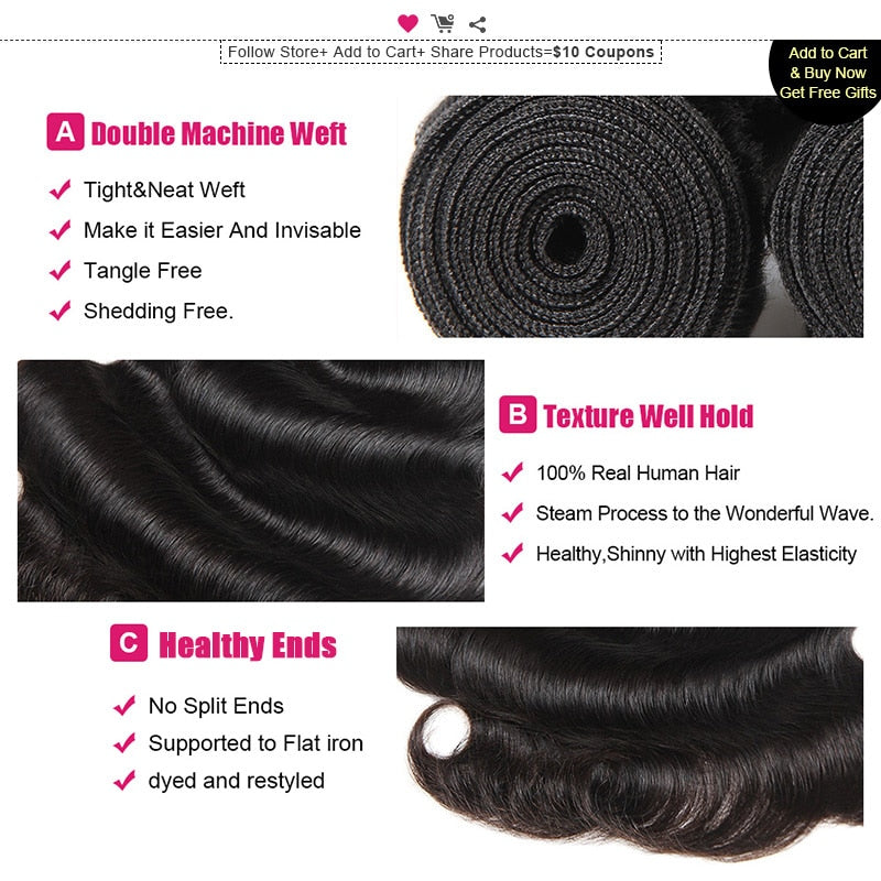 Mstar Hair 3 Bundles With Closure Body Wave Lace Closure With Baby Hair Malaysian Human Hair Weave With Closure Non Remy Hair