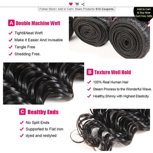 Mstar Deep Wave Hair Bundles With Closure Non Remy Hair Lace Closure With 4 Bundles Indian Human Hair Bundles With Closure