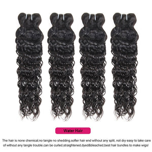 Mstar Brazilian Water Wave 4 Bundles Deal 100% Human Hair Weave Bundles Natural Color Non Remy Hair Weave Bundles Double Weft