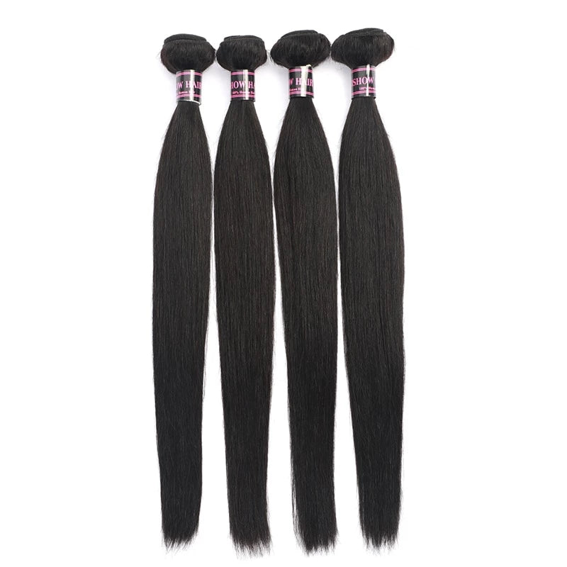 Mstar 4 Bundles Peruvian Straight Human Hair Weave Extensions Non Remy Hair Natural Color Can be Dyed Human Hair Bundles