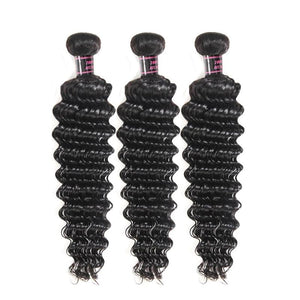 Mstar Hair Indian Deep Wave Hair 3 Bundles 100% Human Hair Weave Bundles Non Remy Human Hair Extensions Natural Color