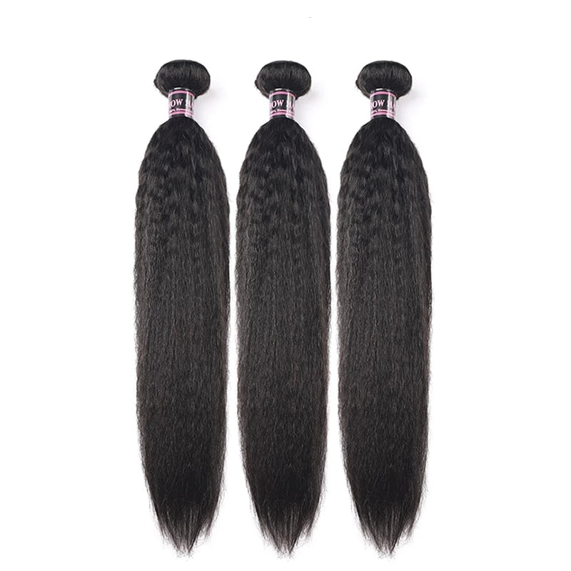 Mstar Yaki Straight Peruvian Human Hair Weave 3 Bundles Kinky Straight Human Hair Extensions Non Remy Hair For Black No Tangle