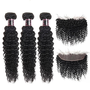 Mstar Curly Bundles With Closure Indian Hair 3 Bundles With Frontal Human Hair Bundles With Frontal Non Remy 13X4 Lace Frontal