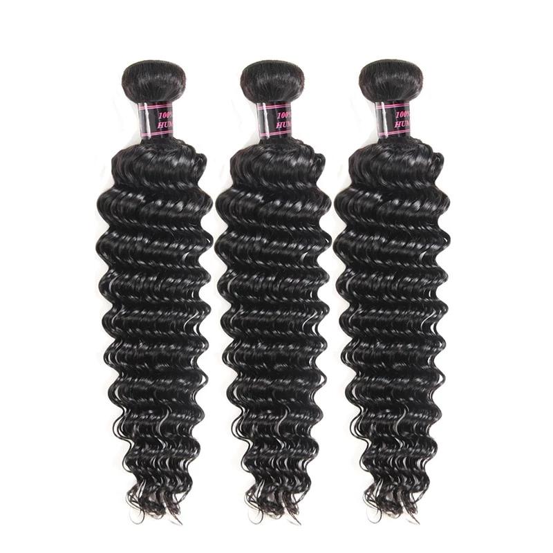 Mstar Hair 3 Bundles Brazilian Deep Wave Human Hair Weave Bundles 300g For Head Natural Color Non Remy Hair Extensions