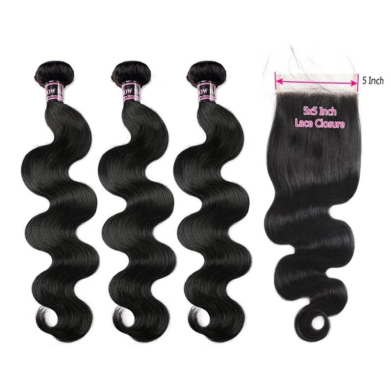 Mstar Body Wave Bundles With Closure Malaysian Human Hair Bundles With Closure Free Part 5*5 Lace Closure With Bundles Non Remy