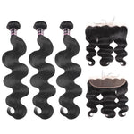 Mstar Indian Hair Bundles With Frontal Body Wave Hair Bundles With Closure Non Remy Human Hair 3 Bundles With Frontal Closure