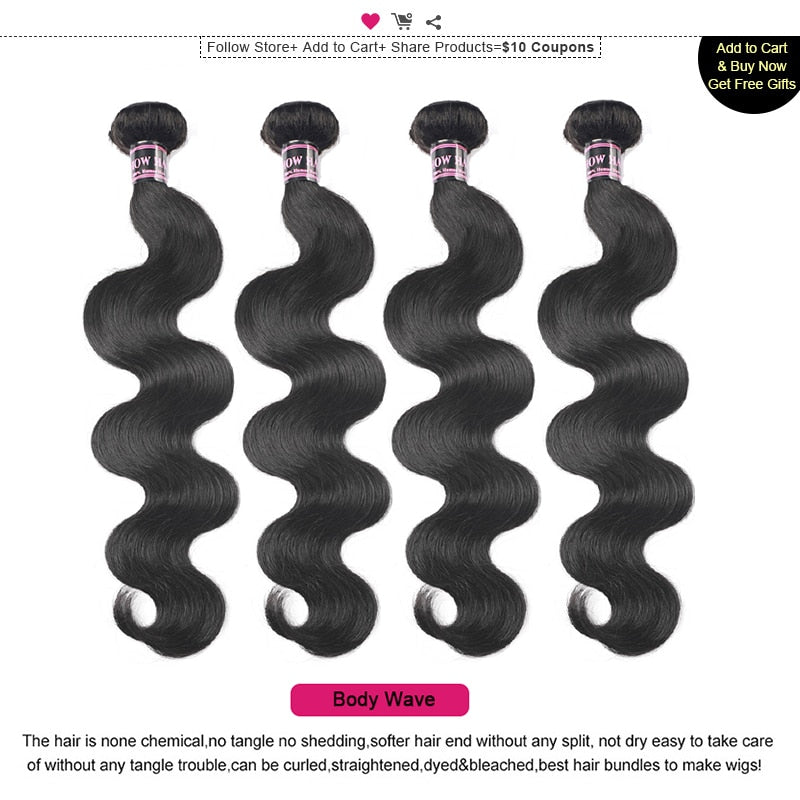 Mstar Peruvian Body Wave 4 Bundles With Lace Closure Free Middle Three Part Non Remy Human Hair Bundles With Closure Baby Hair