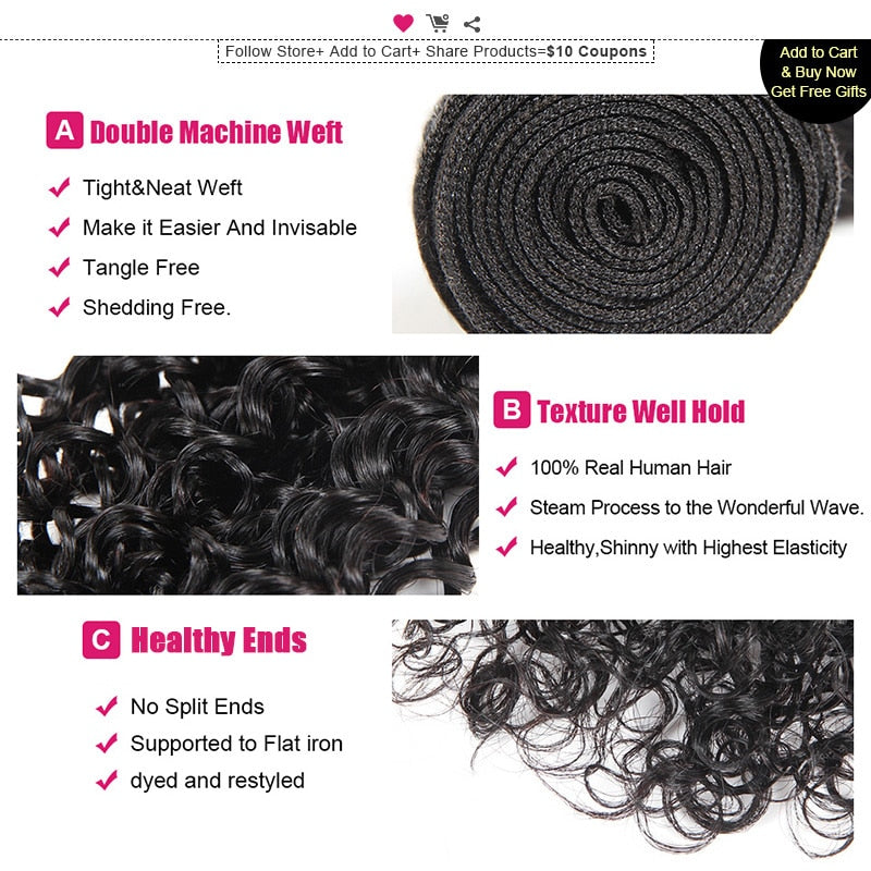 Mstar Malaysian Kinky Curly Hair 4 Bundles With Closure Baby Hair Free Part 4pcs/Lot Human Hair Bundles With Closure Non Remy