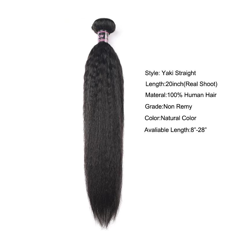 Mstar Hair Kinky Straight Human Hair Weave Bundles Indian Hair Bundle Non-Remy 1 Piece Only 8-28inch Coarse Yaki Hair Weaving