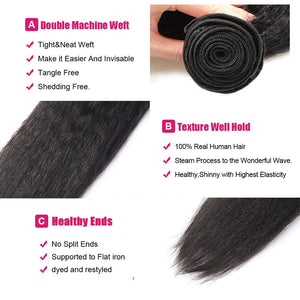 Mstar Hair Kinky Straight Human Hair Weave Bundles Indian Hair Bundle Non-Remy 1 Piece Only 8-28inch Coarse Yaki Hair Weaving