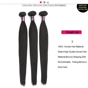 Mstar Hair 4 Bundles Straight Hair Brazilian Hair Weave Bundles Deals 8-28inch Double Weft 100% Non Remy Human Hair Extensions