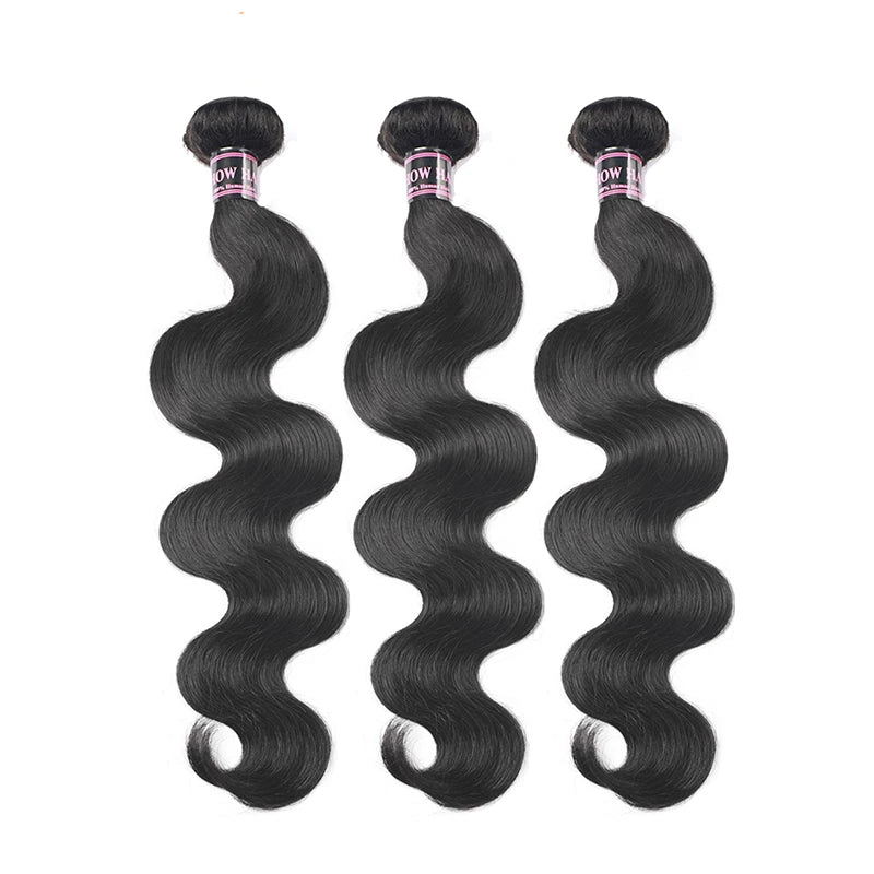 Mstar Malaysian Body Wave 3 Bundles Human Hair Weave Bundles Extensions Natural Black Non Remy Double Drawn Hair Weft