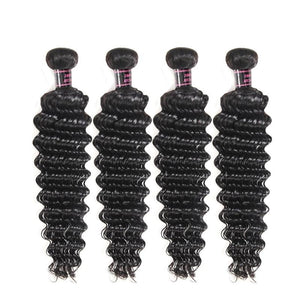 Mstar Hair 4 Bundles Indian Deep Wave Human Hair Bundles Deals 100% Non Remy Hair Extensions 8-28 inch Natural Color