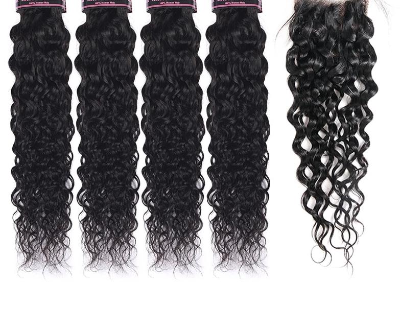 Mstar Brazilian Water Wave Bundles With Closure Free Part 4 Bundles Human Hair Weave Bundles With Closure Non Remy Hair Closure