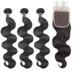 Mstar Body Wave Bundles With Closure 100% Human Hair Bundles With Closure Brazilian Hair Weave Bundles With Closure Non Remy