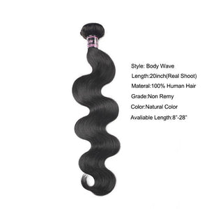 Mstar Indian Hair Body Wave Human Hair Bundles 1 Piece Non Remy Hair Extensions Weave 8-28inch Natural Color Hair Weave Bundles