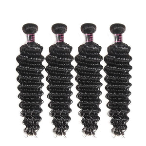 Mstar Hair Products 4 Bundles Deep Wave Hair Brazilian Human Hair Weave Bundles Natural Color Non Remy Hair Extensions