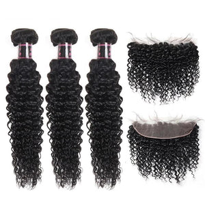 Mstar Malaysian Hair Bundles With Closure Curly Bundles With Frontal Non Remy Human Hair Bundles With Closure 13X4 Lace Frontal