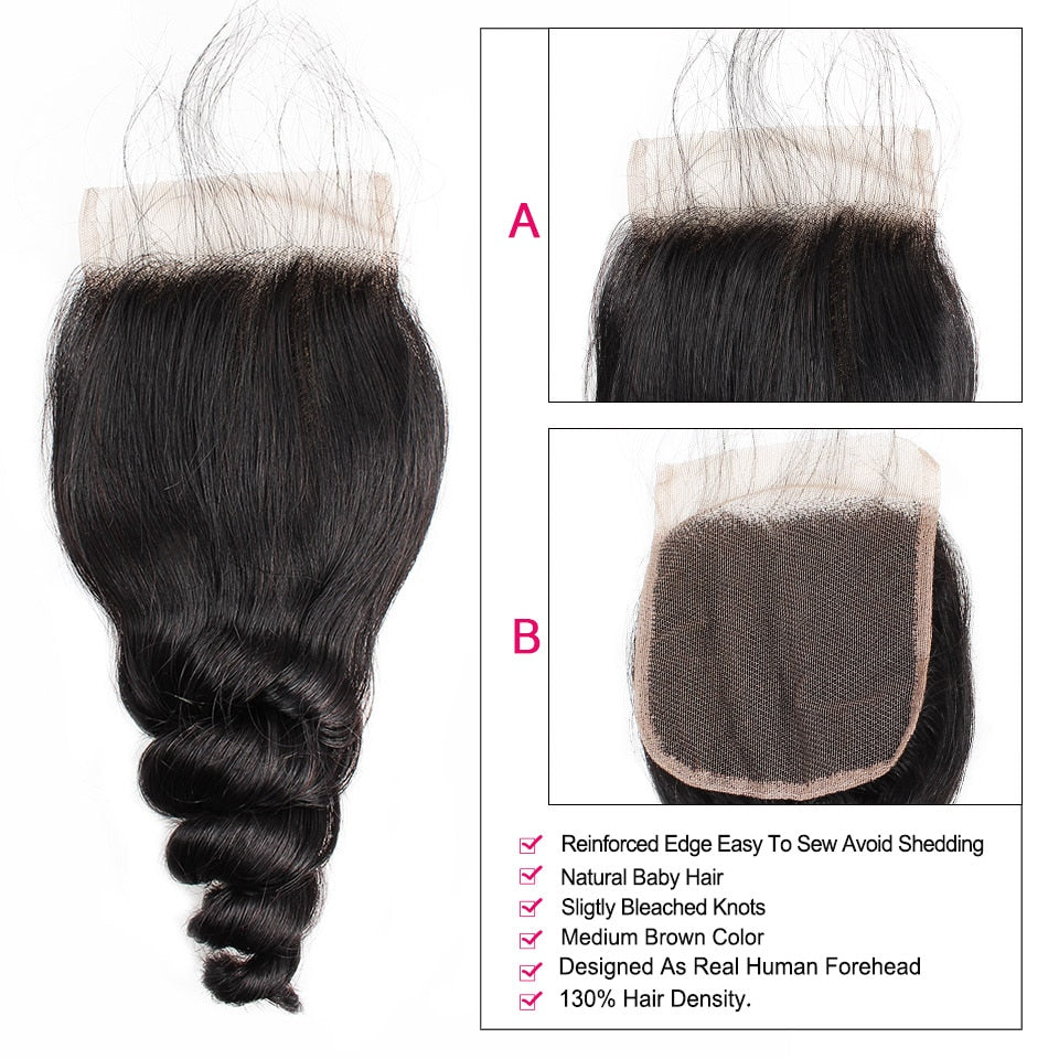 Mstar Loose Wave Hair Bundles With Lace Closure Free Part Peruvian Hair Bundles With Closure 4Pcs/Lot Remy Human Hair Extensions